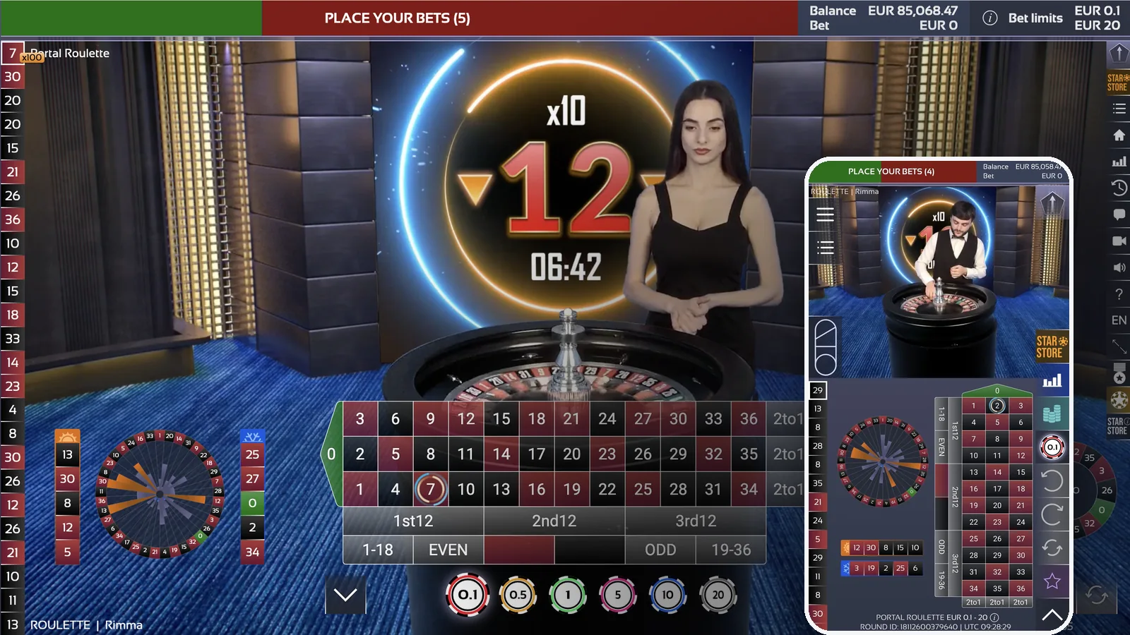 Roulette with a live croupier